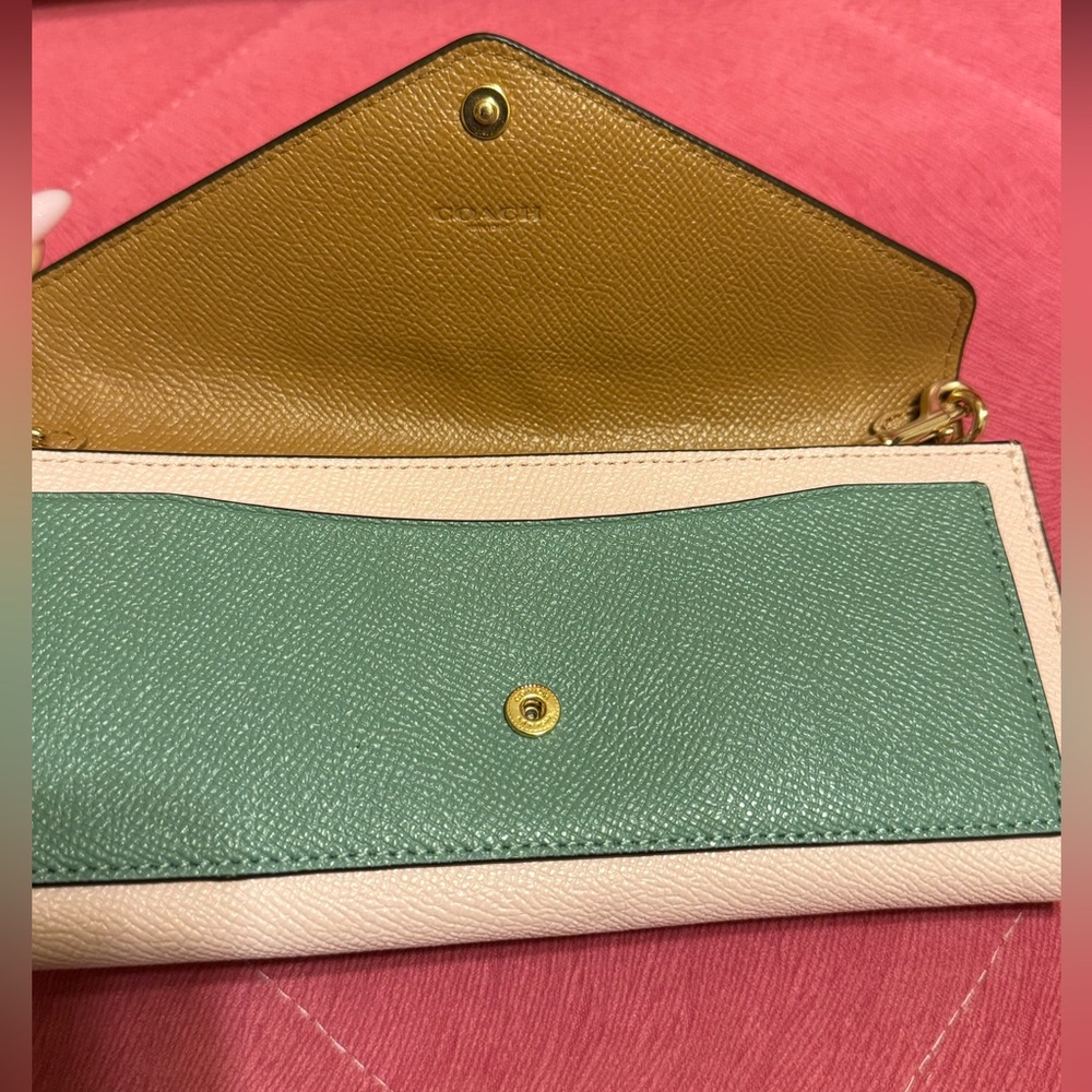 Slim Envelope Wallet With Chain In Colorblock - Picture 9 of 10